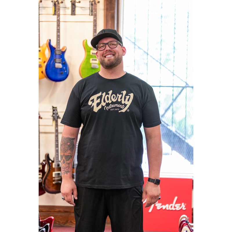 Elderly Instruments 2-Sided Logo-Building Shirt, Black (Various Sizes)
