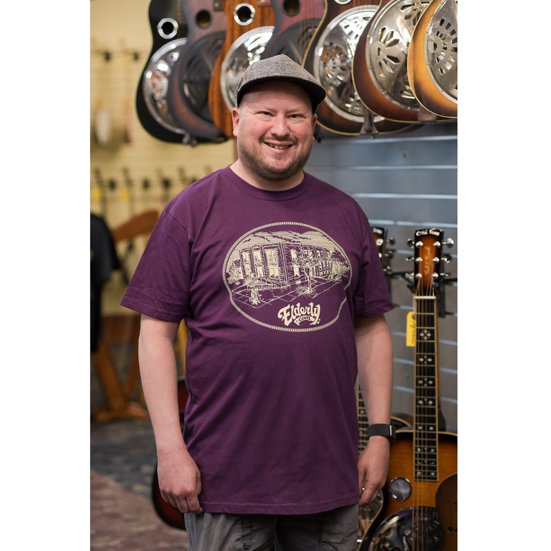 Elderly Instruments Building Shirt, Eggplant (Various Sizes)