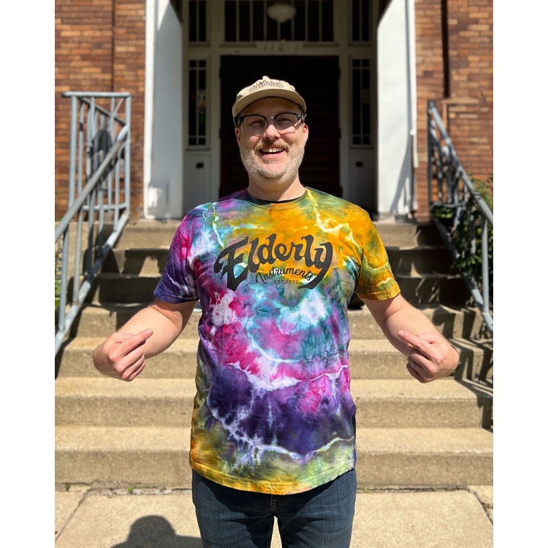 Elderly Instruments Tie-Dyed Logo Shirt, Rainbow Geode Pattern, (Various Sizes)