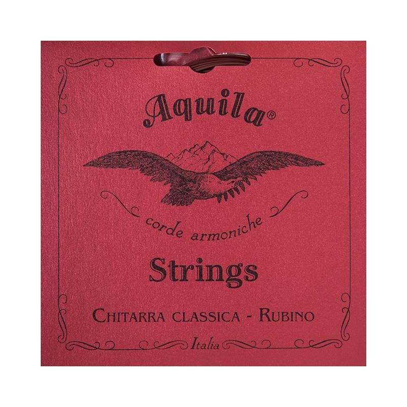 Aquila 134C Rubino Classical Guitar Strings, Red Trebles & Alabastro Basses, Superior (High) Tension