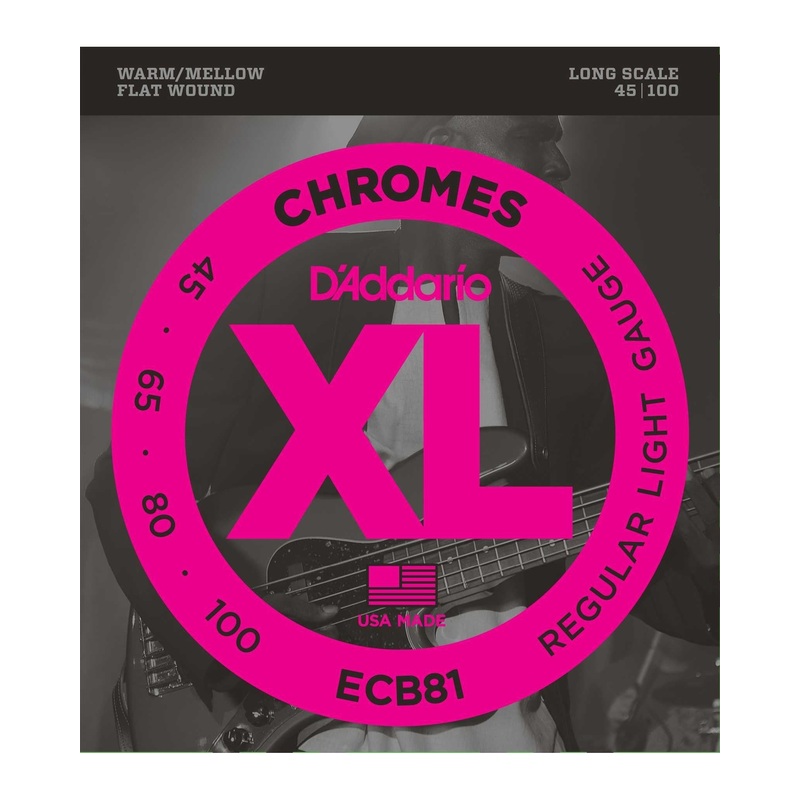 D'Addario ECB81 Flat Wound XL Chromes Regular Light Gauge Electric Bass Strings