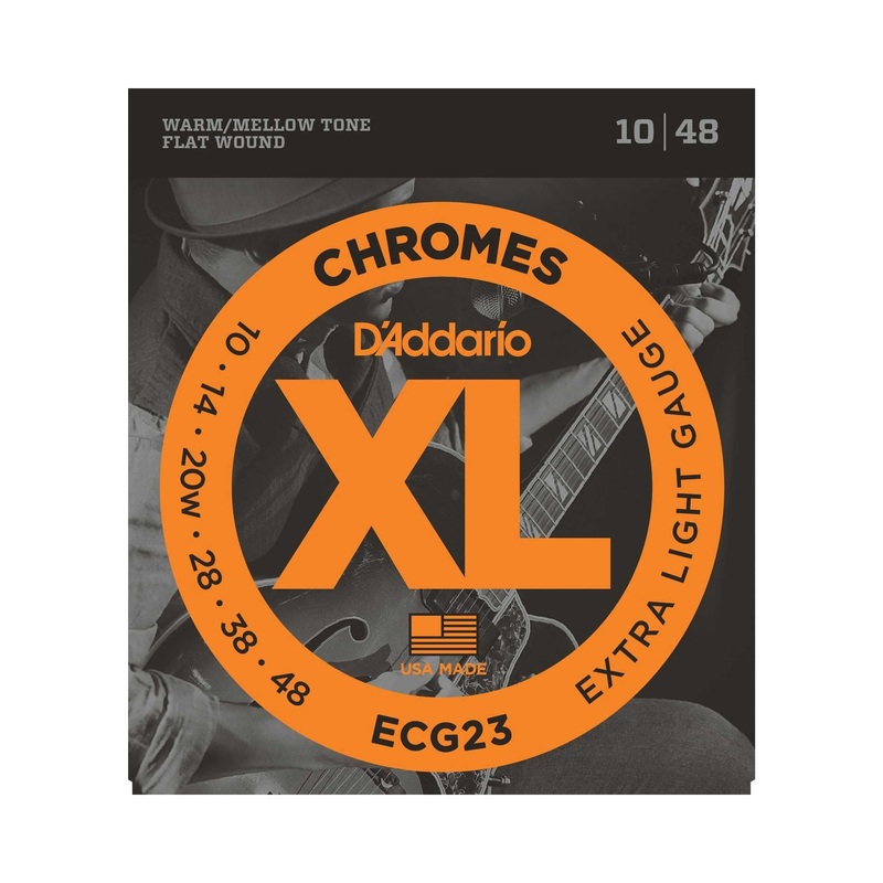 D'Addario ECG23 Flat Wound XL Chromes Jazz Extra Light Gauge Electric Guitar Strings