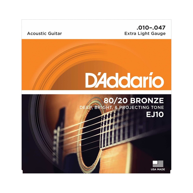 D'Addario EJ10 80/20 Bronze Extra Light Gauge Acoustic Guitar Strings