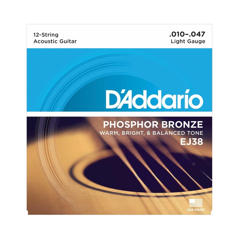 D'Addario EJ38 Phosphor Bronze Light Gauge 12-String Acoustic Guitar Set