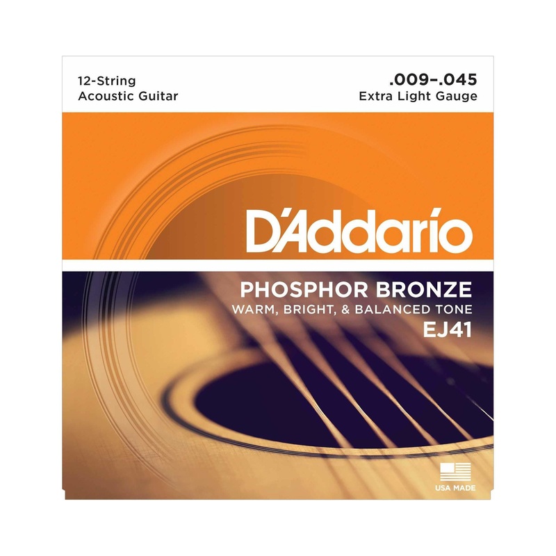 D'Addario EJ41 Phosphor Bronze Extra Light Gauge 12-String Acoustic Guitar Strings