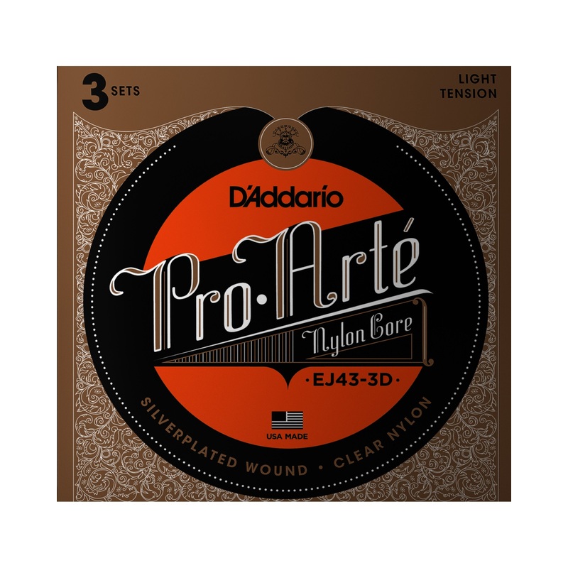 D'Addario EJ43-3D Clear Nylon Guitar Strings, 3-Pack