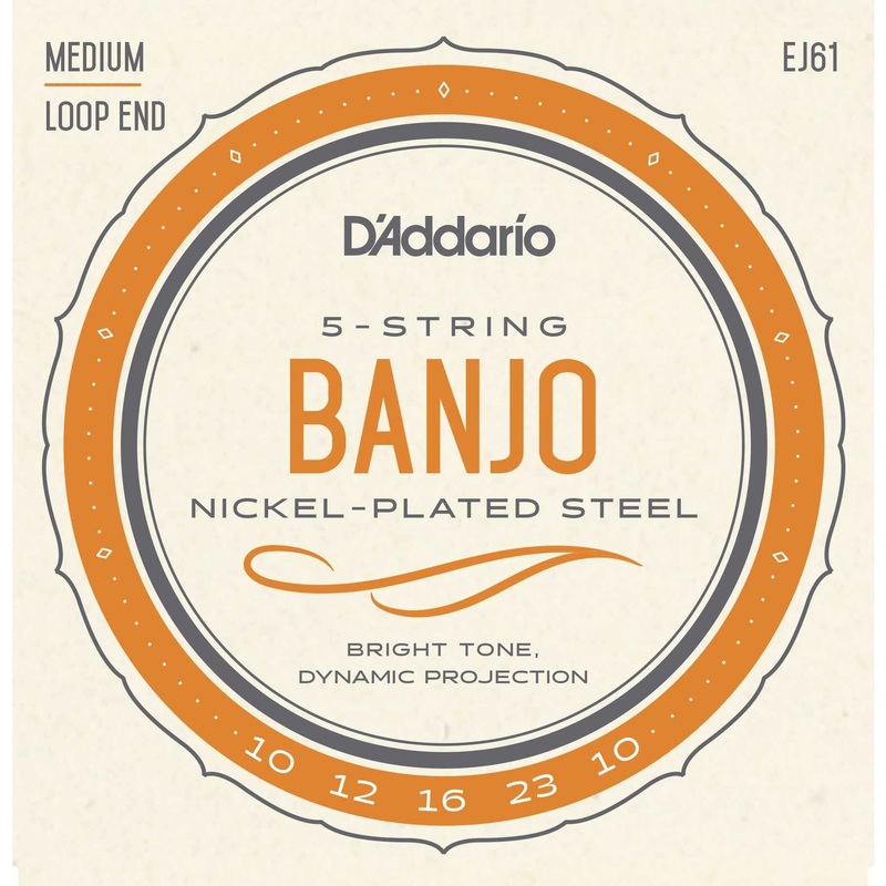 D'Addario EJ61 Nickel Plated Steel Medium Gauge 5-String Banjo Strings