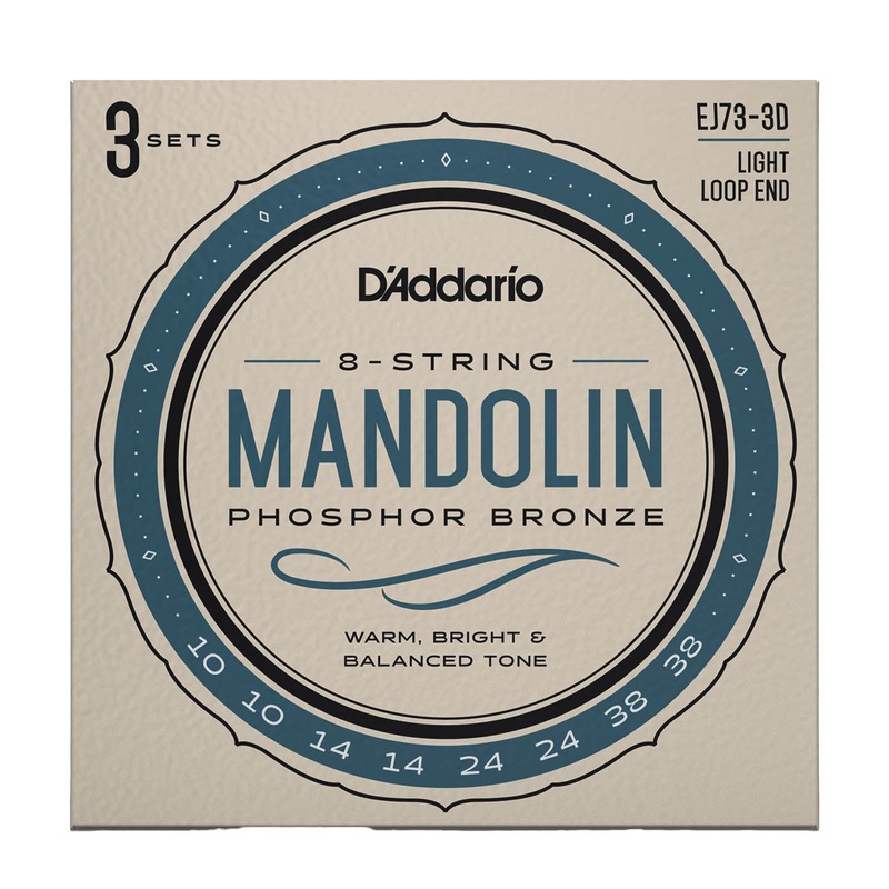 D'Addario EJ73 Phosphor Bronze Light Gauge Mandolin Strings, 3-Pack