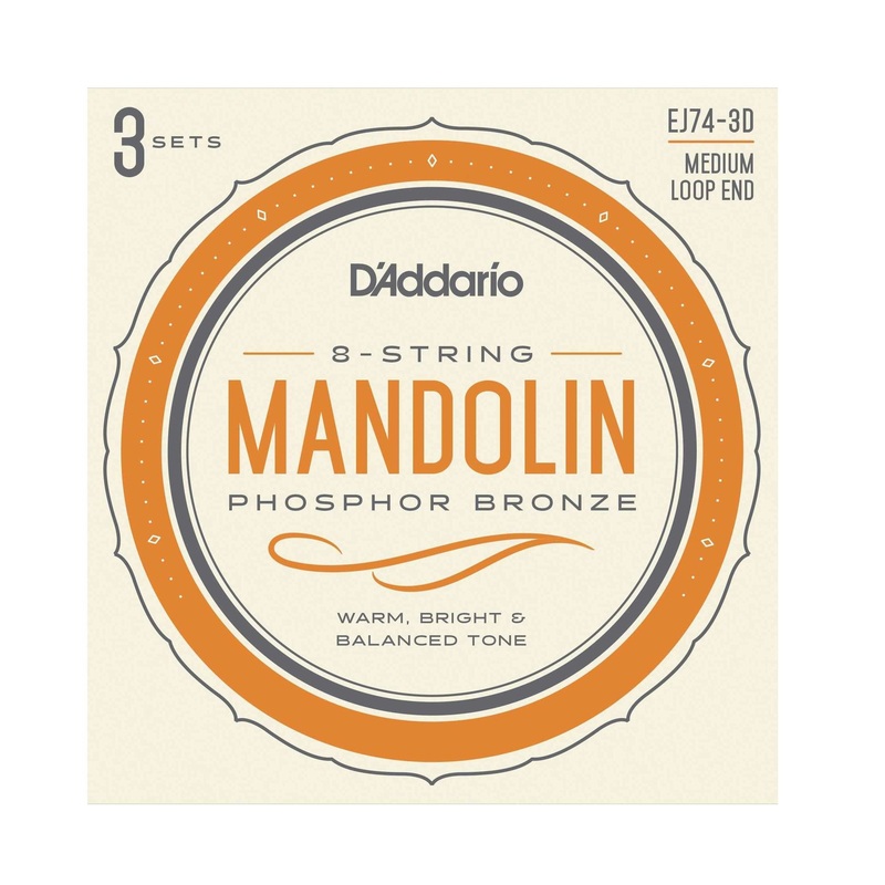 D'Addario EJ74 Phosphor Bronze Medium Gauge Mandolin Strings, Three Pack