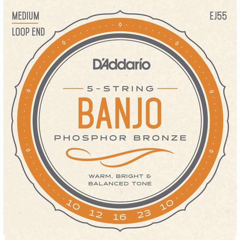D'Addario EJ55 Phosphor Bronze Medium Gauge 5-String Banjo Strings