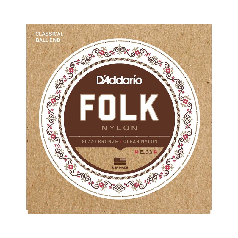 D'Addario EJ33 80/20 Bronze Clear Nylon Folk Classical Guitar Strings