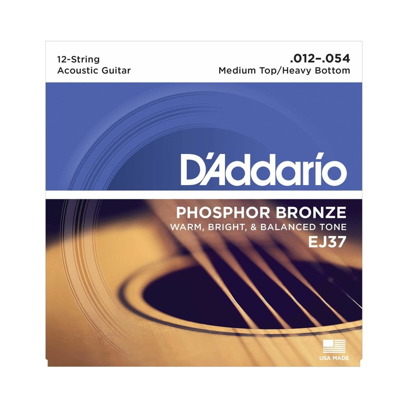 D'Addario EJ37 Phosphor Bronze Medium Top / Heavy Bottom 12-String Acoustic Guitar Strings