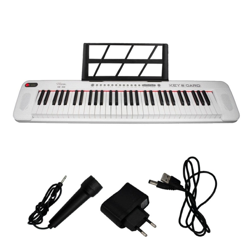 Henrix KB-601 Portable 61 Full Size Keys Keyboard with Adapter and Microphone - Open Box