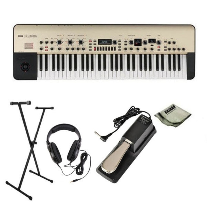 Korg KingKORG 61-Key Analog Modeling Synthesizer with Pedal, Stand, Polishing Cloth and Headphones