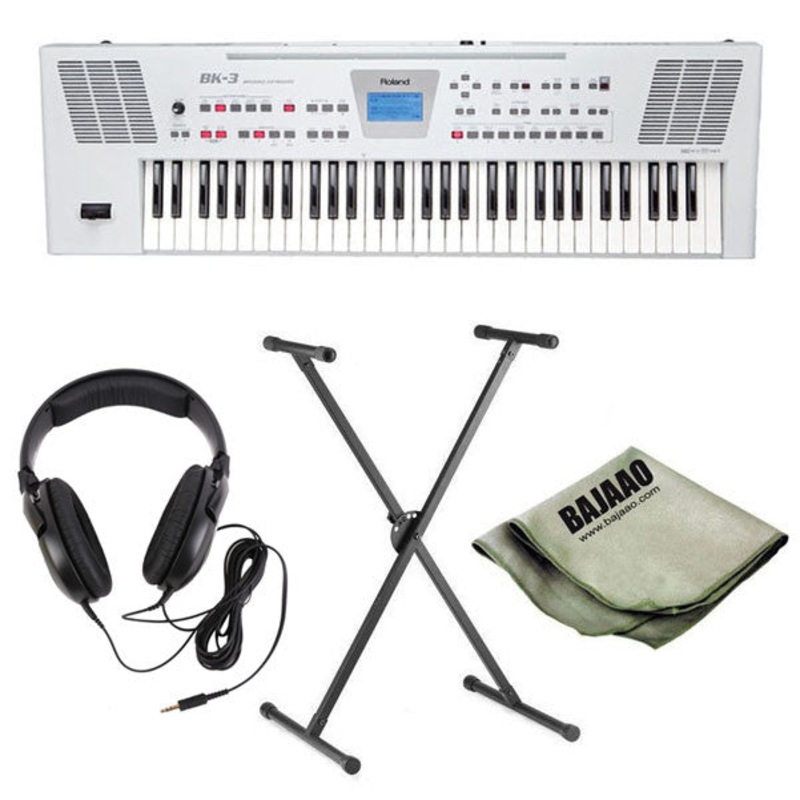 Roland BK-3 61-Key Backing Keyboard - White Deluxe Bundle