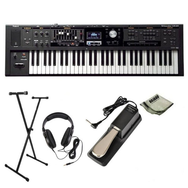 Roland VR-09 V-Combo Synthesizer Keyboard with Pedal, Stand, Polishing Cloth and Headphones