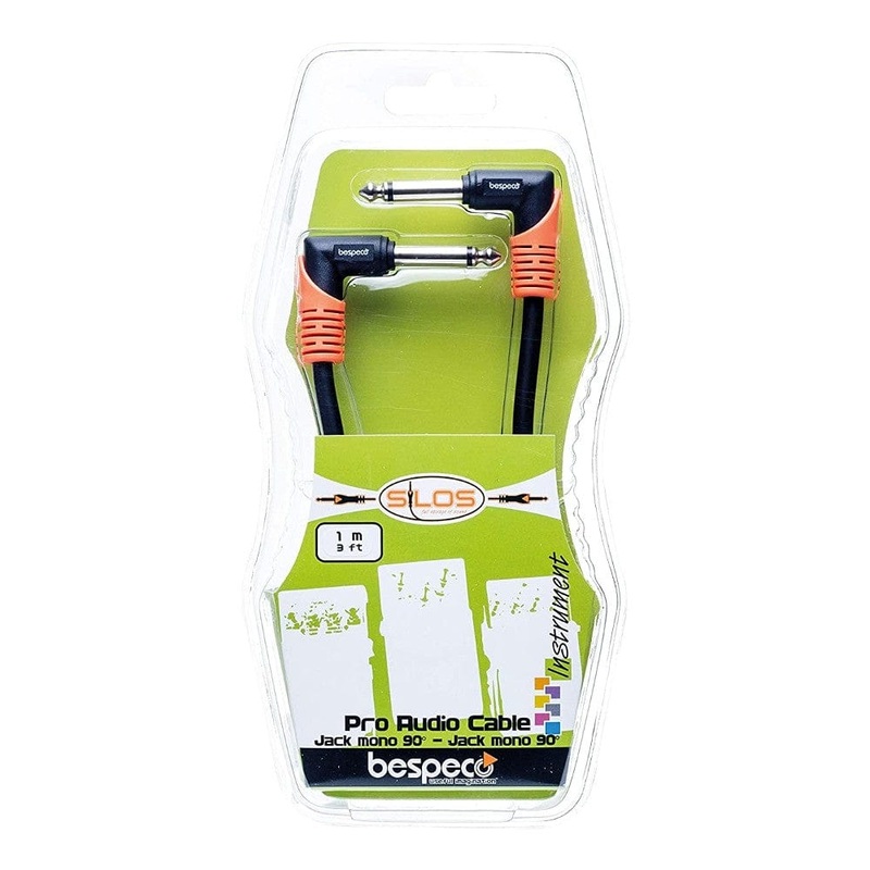 Bespeco SLPP100 Jack Mono 90 Degree to Jack Mono 90 Degree (1 mtr)