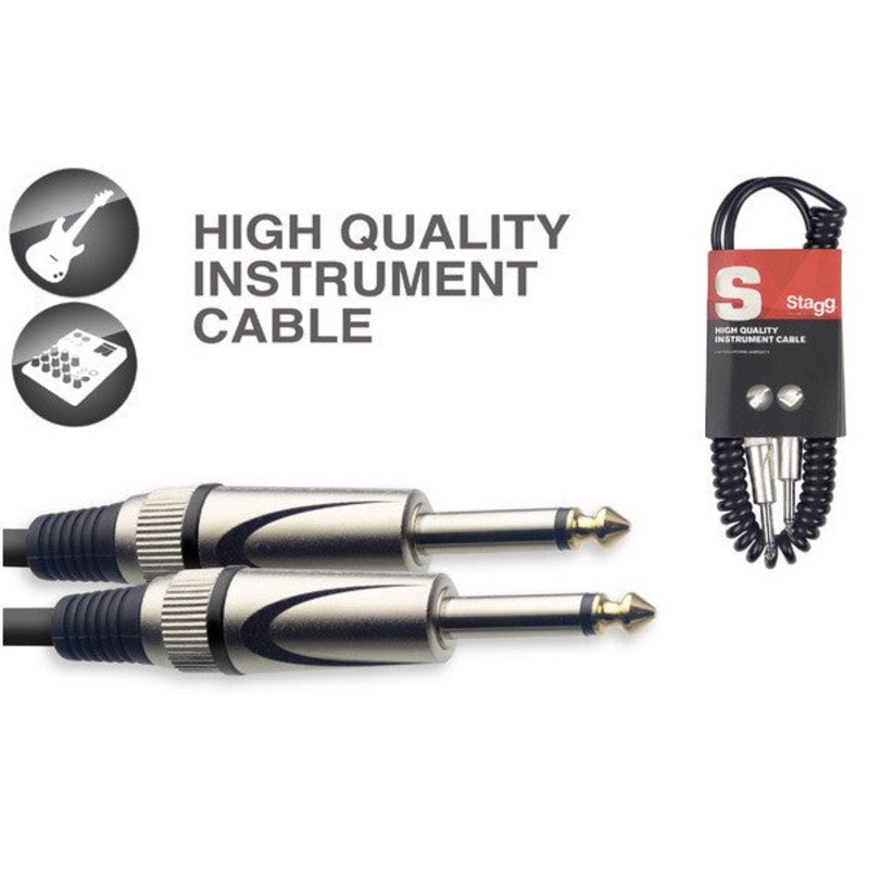 Stagg SGCC6 DL Standard Instrument Coiled Cable With Lifetime Warranty - 6 Metres