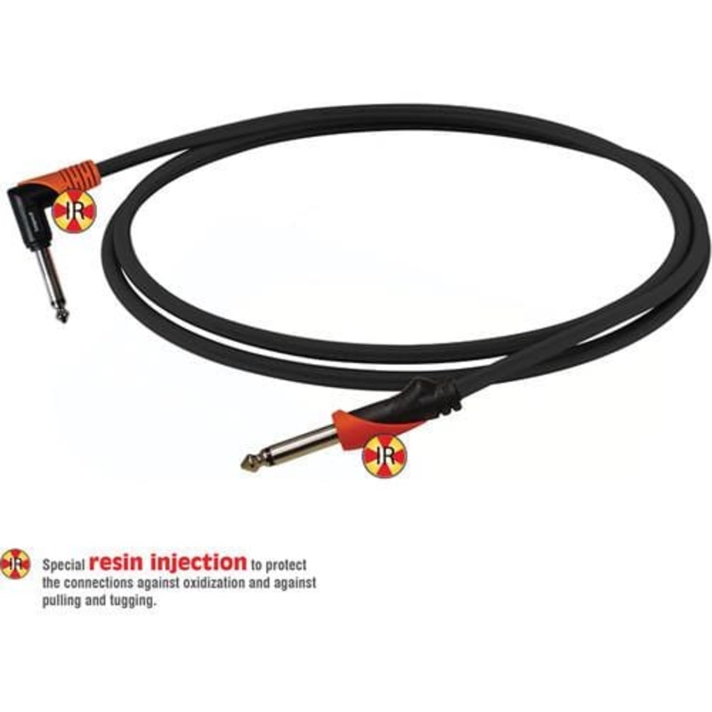 Bespeco 1/4inch Mono Jack to 1/4inch Mono Jack Instrument Cable Black/Orange 6 Metres