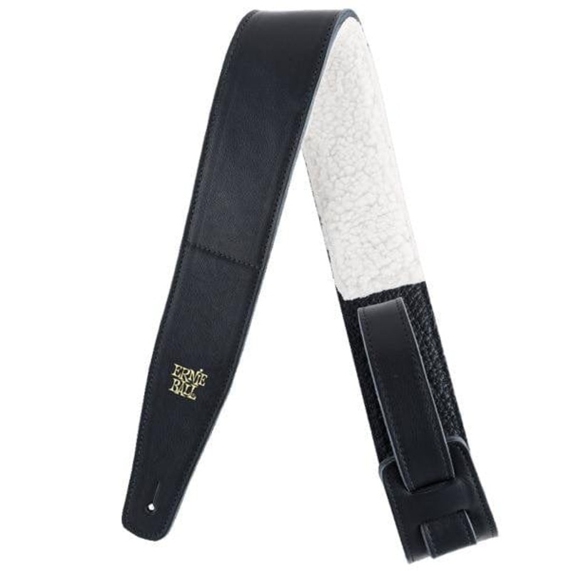 Ernie Ball 2.5-Inch Adjustable Guitar Strap Italian Leather with Fur Padding