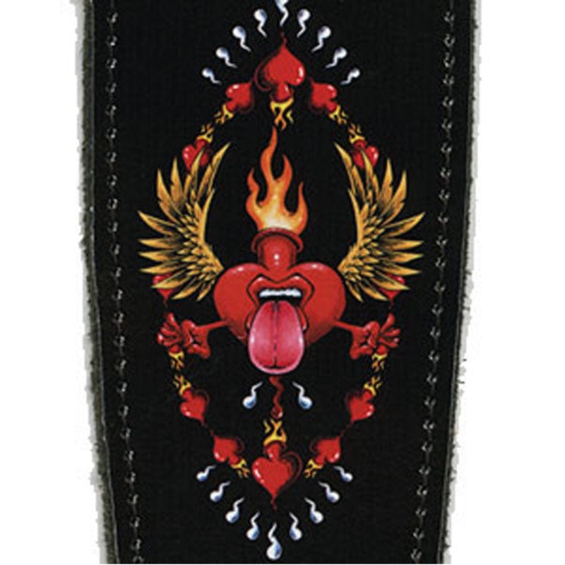 Planet Waves Leather 2.5inch Guitar Strap Red Heart 25LS03