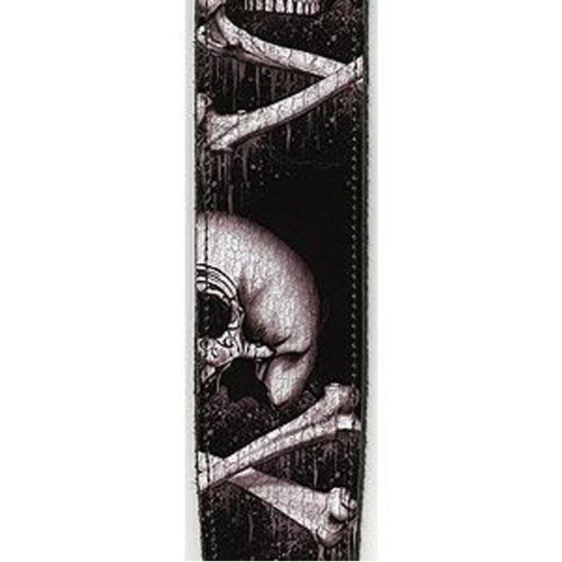 Planet Waves Leather 25LAL01,  2.5inch Guitar Strap - Black Blood Skull