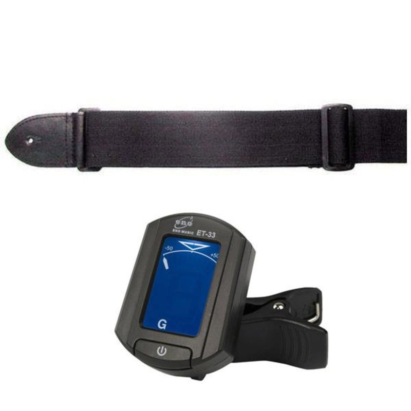 Stagg BJA007BK XL Guitar Strap + ENO ET-33 Easy Chromatic Guitar Tuner