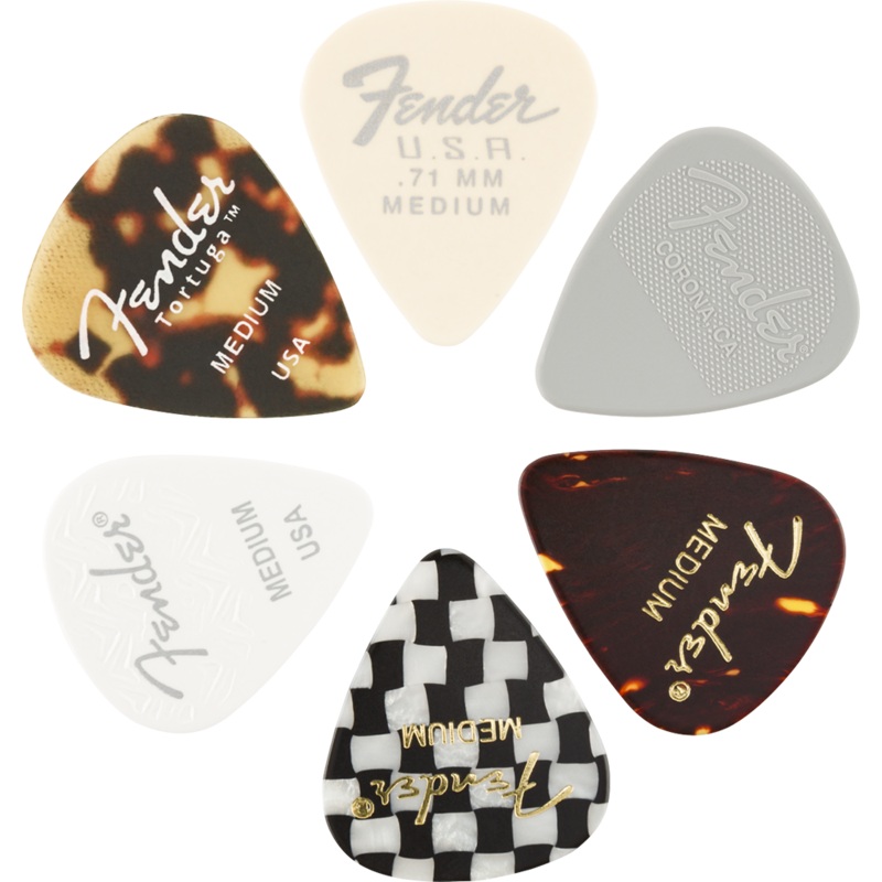 Fender 351 Material Medley Picks, Medium 6 Pack