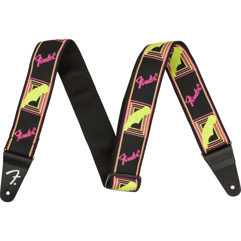Fender Neon Monogrammed Strap, Yellow/Pink