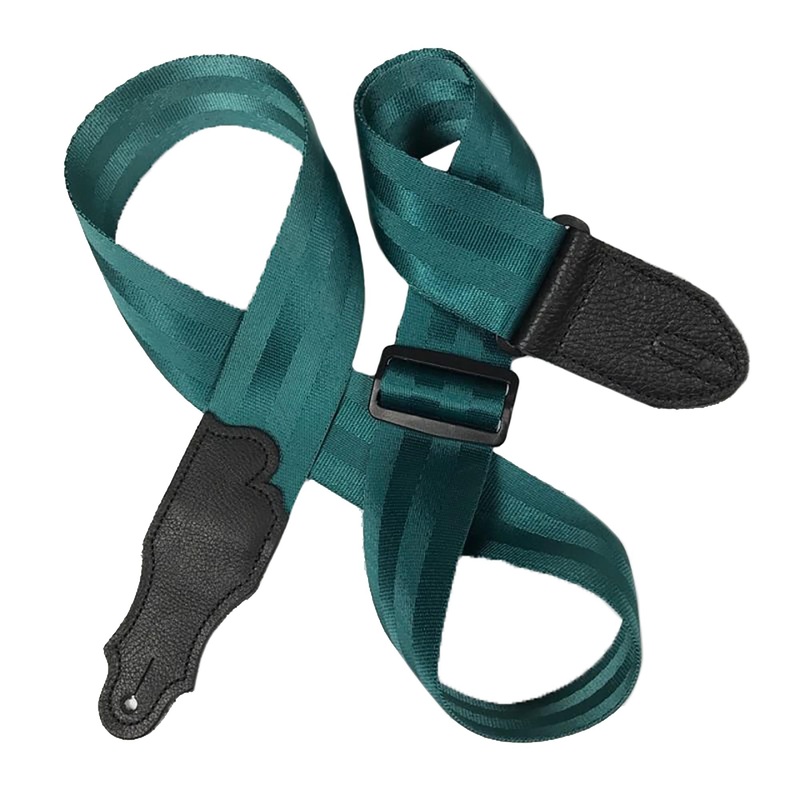 Franklin Strap 2" Aviator Seatbelt With Black Leather Ends, Teal