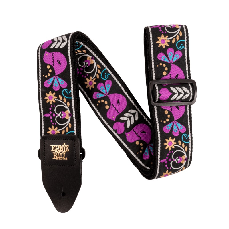 Ernie Ball Jacquard Guitar Strap, Purple Bird Lupin