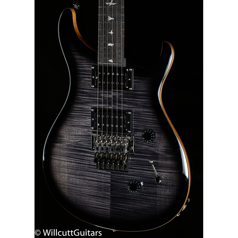 2021 PRS SE Custom 24, Floyd Rose, Ebony, Charcoal Burst