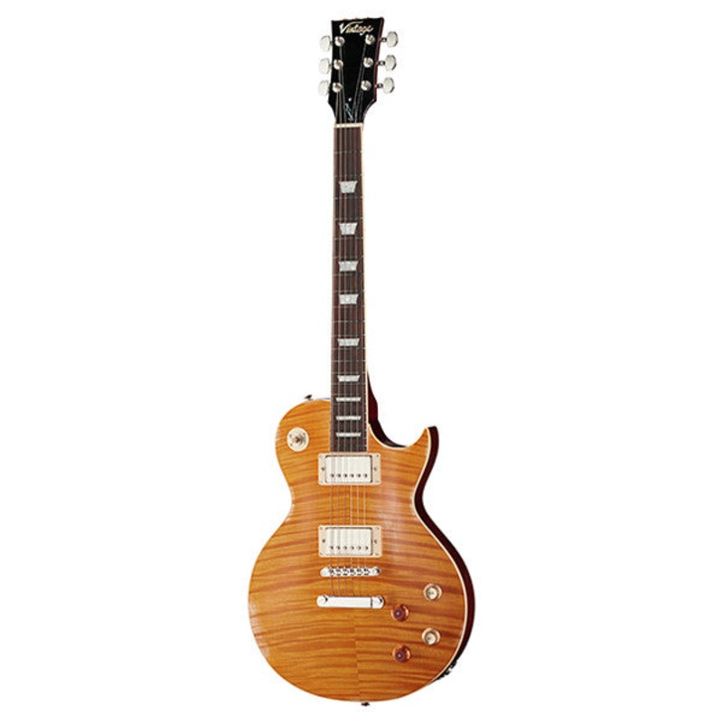 Vintage Icon V100MRPGM Electric Guitar - Distressed Lemon Drop