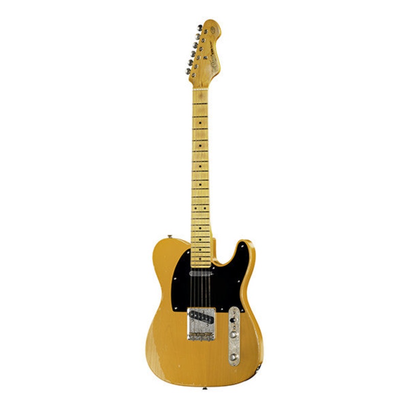 Vintage Icon V52MRBS Electric Guitar - Distressed Ash Blonde