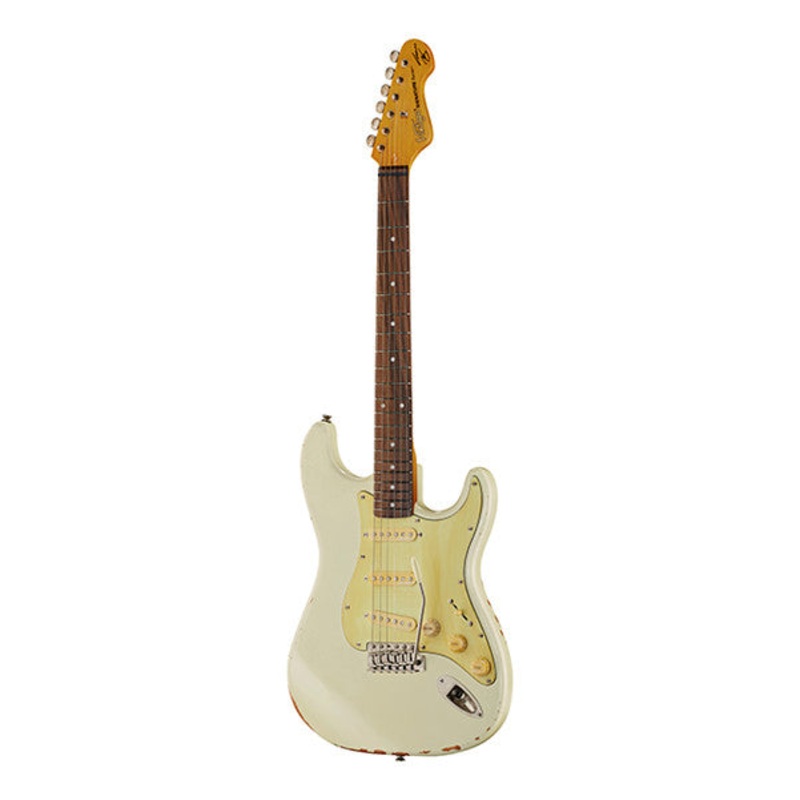 Vintage Icon V6MRTBG Electric Guitar - Distressed Vintage White